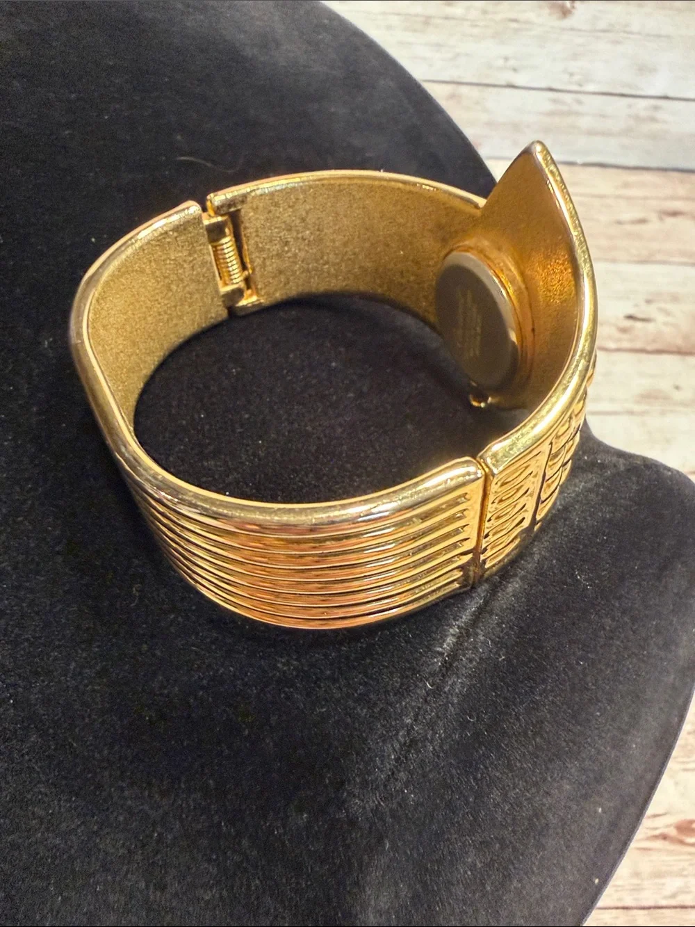 Vintage 1980s chunky asymmetrical gold-tone cuff watch
